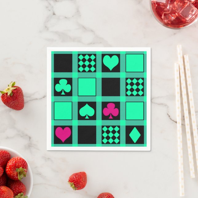 Casino playing cards suits hearts crosses clubs sp napkin (Insitu)