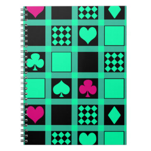Casino playing cards suits hearts crosses clubs sp notebook