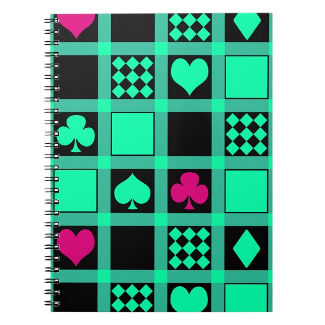 Casino playing cards suits hearts crosses clubs sp notebook (Front)