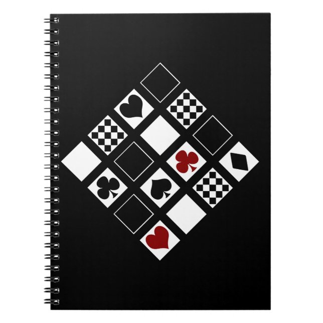Casino playing cards suits hearts crosses clubs sp notebook (Front)