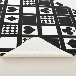 Casino playing cards suits hearts crosses clubs sp sherpa blanket