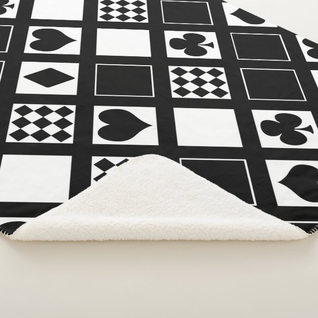 Casino playing cards suits hearts crosses clubs sp sherpa blanket (3/4)