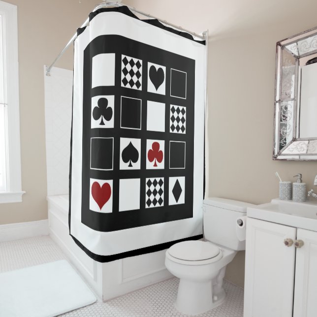 Casino playing cards suits hearts crosses clubs sp shower curtain (In Situ)