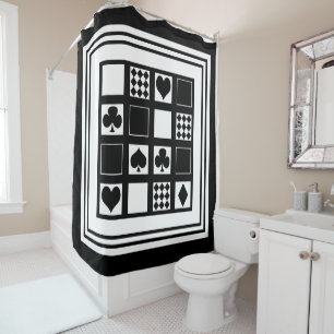 Casino playing cards suits hearts crosses clubs sp shower curtain