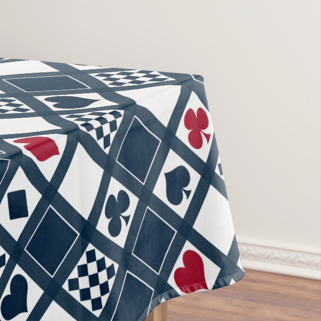 Casino playing cards suits hearts crosses clubs sp tablecloth (In Situ)