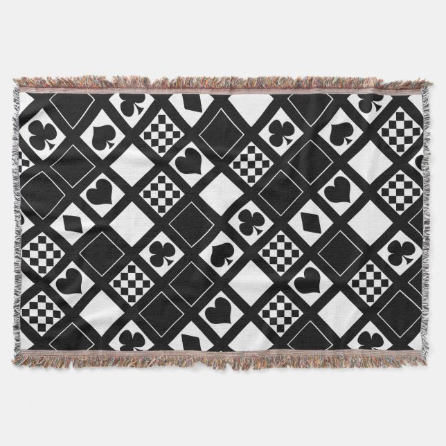 Casino playing cards suits hearts crosses clubs sp throw blanket (Front)