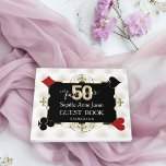 Casino Poker 3D 50 and Fabulous Birthday Party Guest Book<br><div class="desc">Luxury Casino Royale and Art Deco 20s themed card design. It features vintage art deco style, a Roaring 1920's old Hollywood faux gold frame with Fleur-de-lis, 3D rendered balloon texture number 50, on faux gold white Art Deco pattern background. Special wording are used as in poker game. Use Personalise tool...</div>
