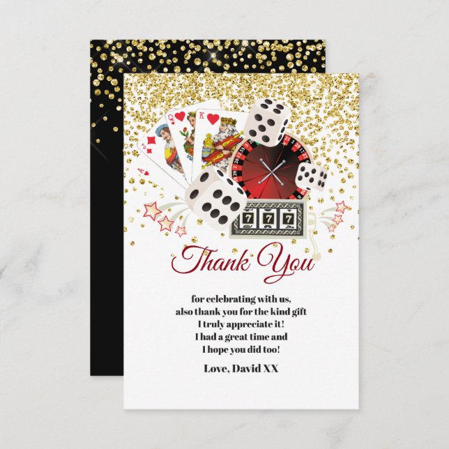 casino, poker, adult, thank you card (Front/Back)