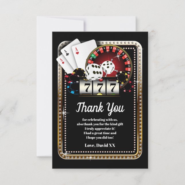 casino, poker, adult, thank you card (Front)