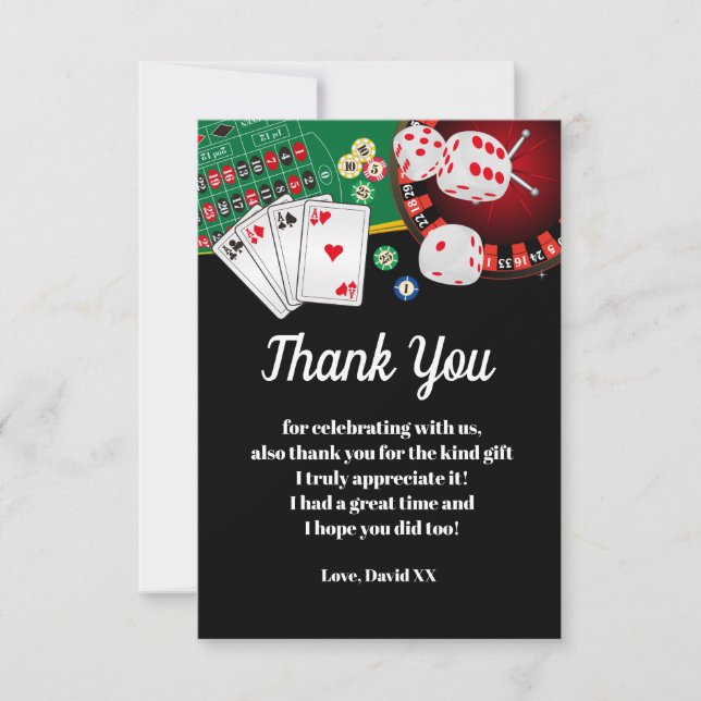 casino, poker, adult, thank you card (Front)
