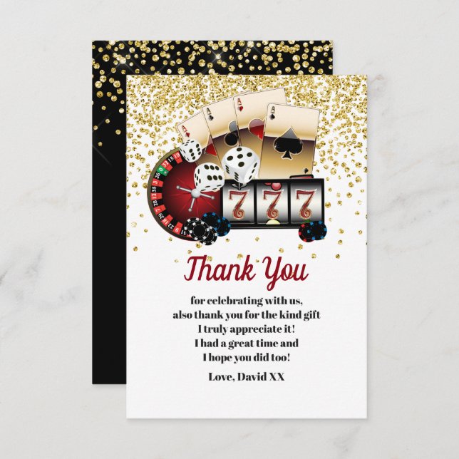 casino, poker, adult, thank you card (Front/Back)