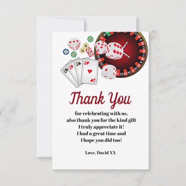 casino, poker, adult, thank you card (Front)