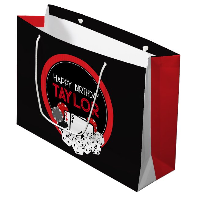 Casino Poker Birthday Gift Bag (Front Angled)