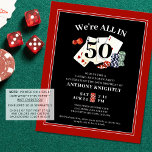 Casino Poker Birthday Party Budget Invitation<br><div class="desc">Custom age casino or poker party themed budget-friendly birthday party invitation featuring playing cards, dice and poker chips and an editable age in black, red and white. This invitation is printed on 4.5x5.6-inch lighter weight paper than cardstock and is ideal for conservative budgets and/or hand-delivering to guests. ADD ENVELOPES on...</div>