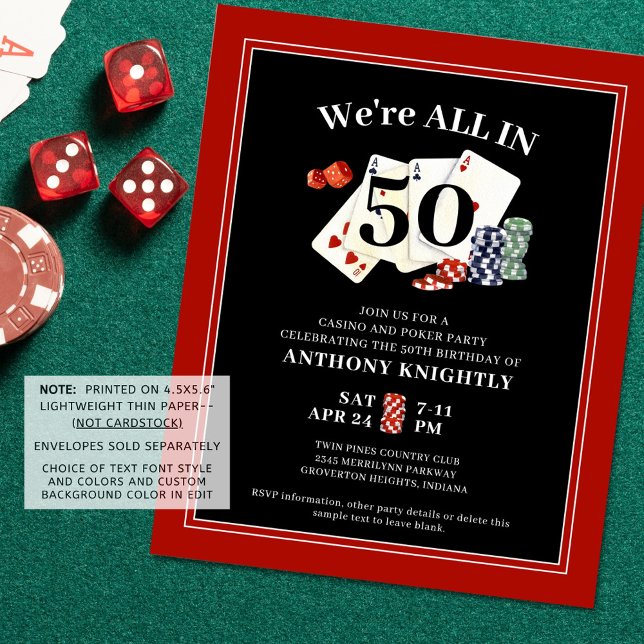 Casino Poker Birthday Party Budget Invitation (Creator Uploaded)
