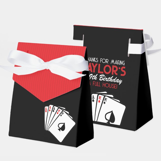 Casino Poker Birthday Party Favour Boxes (Casino Poker Birthday Party Favor Boxes with Personalized Thank You Back)