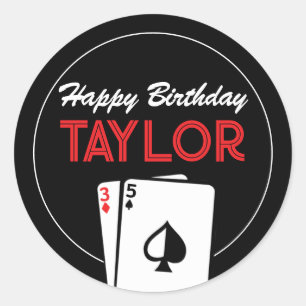 Casino Poker Card Birthday Stickers