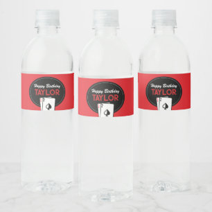 Casino Poker Card Birthday Water Bottle Labels