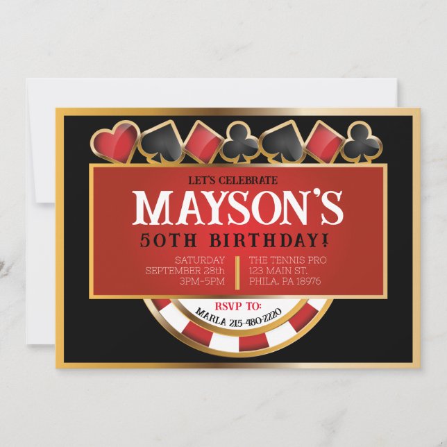 CASINO POKER Cards Birthday Party Invitation (Front)
