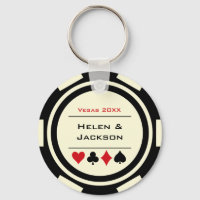 Casino Poker Chip Black Off-White Wedding Favour