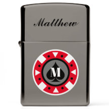 Casino poker chip custom monogram Zippo Lighter