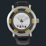 Casino Poker Chip Las Vegas Black Gold Watch<br><div class="desc">This black,  white,  and gold poker chip style watch would make a fantastic gift for yourself or for the casino loving person in your life. Personalise the design with a name in a gold colour.</div>
