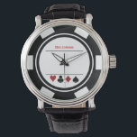 Casino Poker Chip Las Vegas Black White Watch<br><div class="desc">This white and black poker chip style watch would make a fantastic gift for yourself or for the casino loving person in your life. Personalise the design with a name.</div>