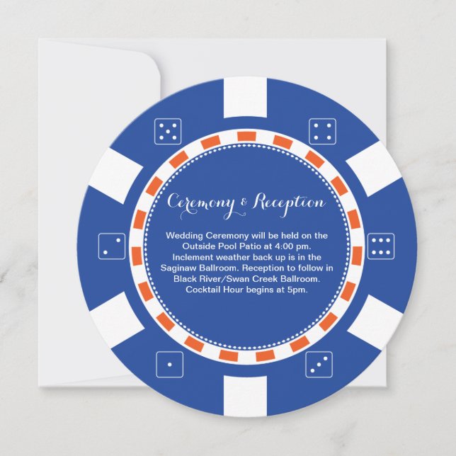 Casino Poker Chip | Wedding Information Invitation (Front)