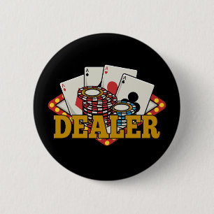 Casino Poker Dealer 6 Cm Round Badge