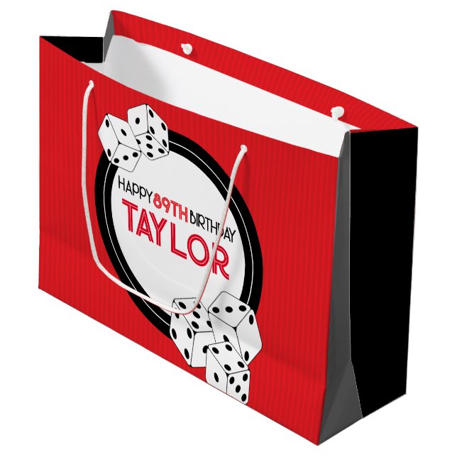 Casino Poker Dice Birthday Gift Bag (Front Angled)