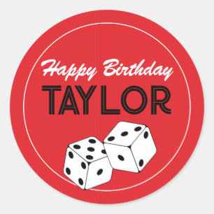 Casino Poker Dice Birthday Stickers