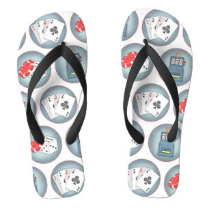 Casino Poker Gambling Playing Cards Slot Machine Flip Flops