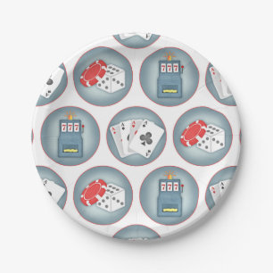 Casino Poker Gambling Playing Cards Slot Machine Paper Plate