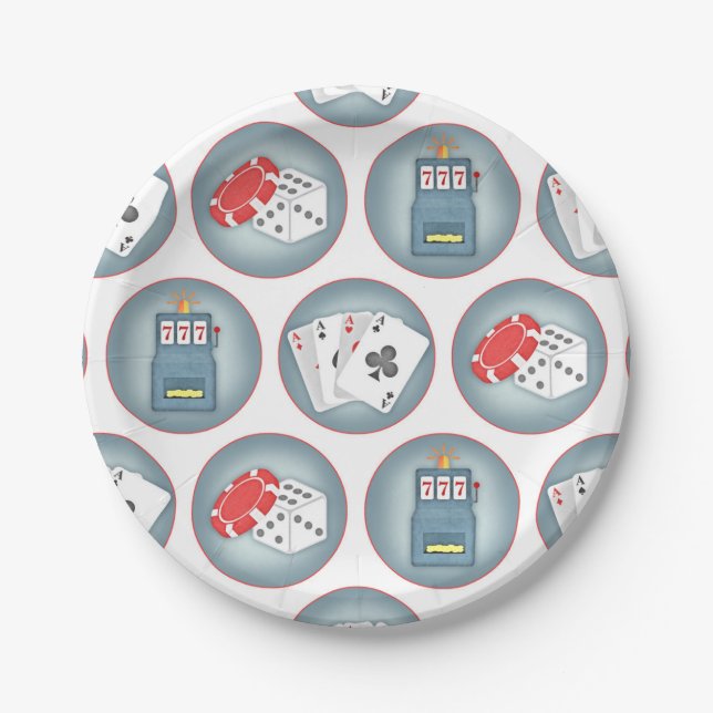 Casino Poker Gambling Playing Cards Slot Machine Paper Plate (Front)