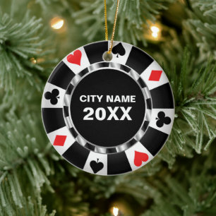 Casino Poker Keepsake Christmas Ceramic Tree Decoration