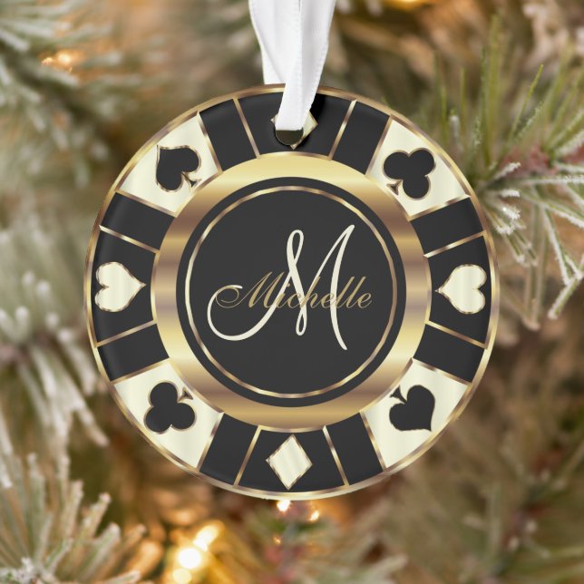 Casino Poker Monogram Chip - Ivory Ornament (Tree)