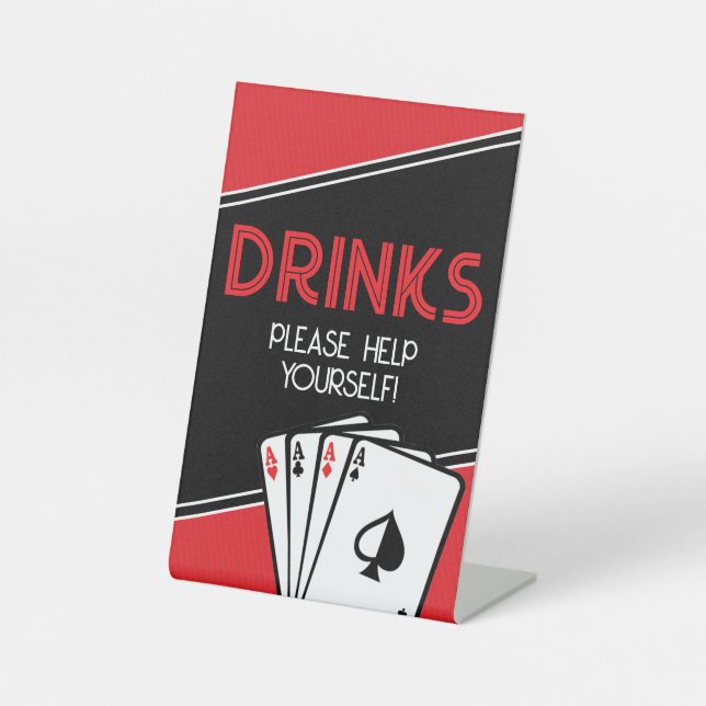 Casino Poker Party Drinks Sign (Front)