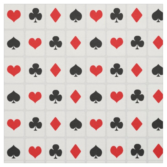 Casino Poker Playing Card Symbols Pattern Fabric (Swatch)