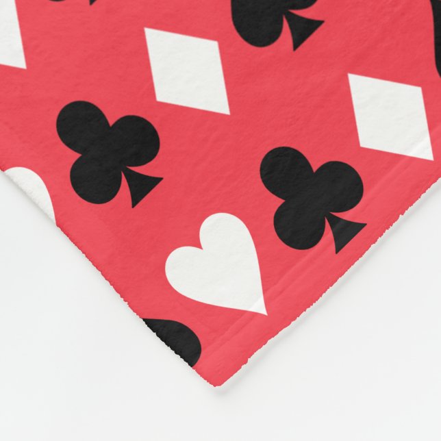 Casino Poker Playing Card Symbols Pattern Fleece Blanket (Corner)