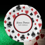 Casino Poker Theme Card Shark Birthday  Paper Plate<br><div class="desc">Consider this Casino Poker Theme Card Shark Birthday Paper Plates for your next birthday party celebration! This birthday party design features red black card suit icons. This Casino Poker Theme Card Shark Birthday Paper Plates is perfect for your next birthday celebration with friends and family. You can change the font,...</div>