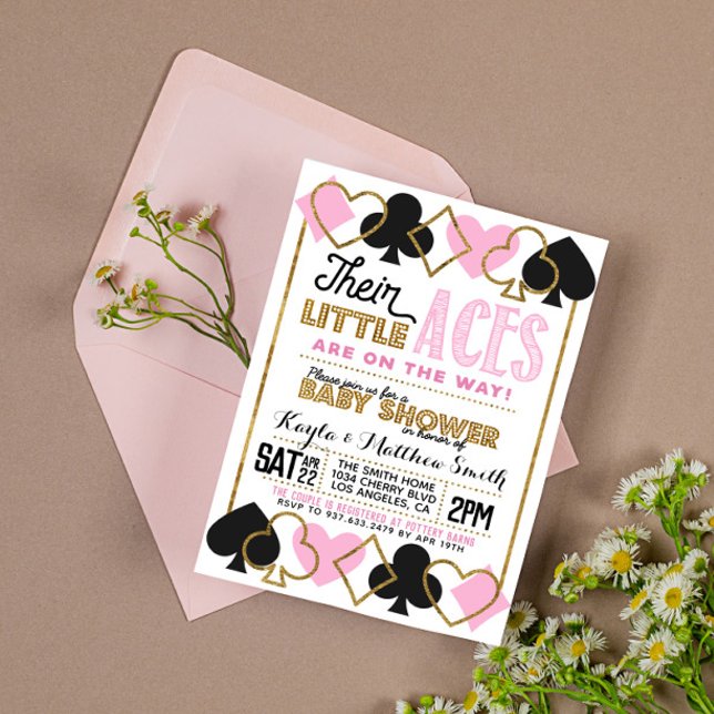Casino Poker Twin Girl Baby Shower Invitation (Creator Uploaded)