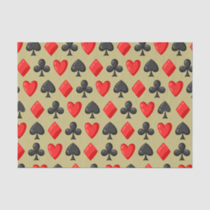 Casino Red, Black and Gold Card Suit Gambling   Tissue Paper
