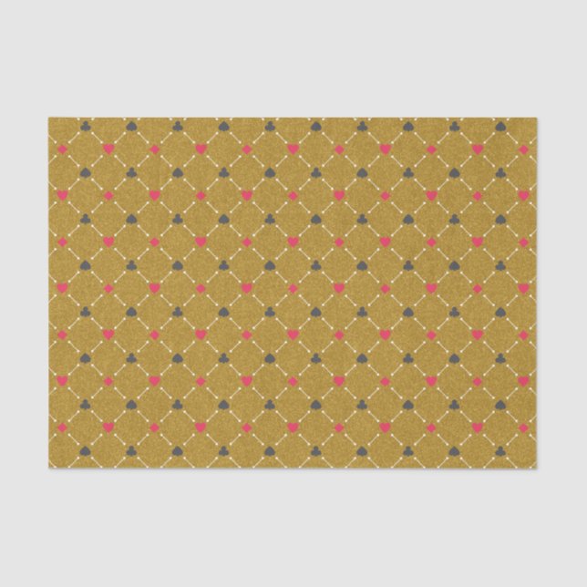 Casino Red, Black Gold Gambling Poker Card Suit  Tissue Paper (Front)