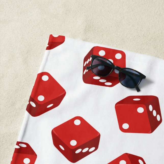 Casino Red Dice Pattern Beach Towel (In Situ)