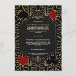 Casino Roaring 20s Gatsby Wedding Accommodation Enclosure Card