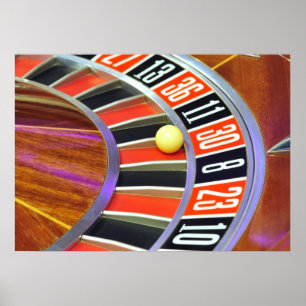 casino roulette wheel ball number 30 gambling poster