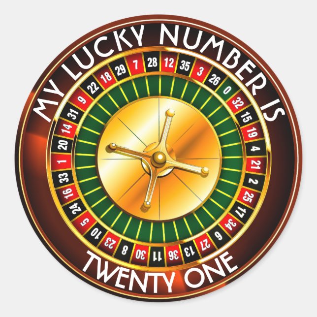 Casino Roulette Wheel With Your Lucky Number Classic Round Sticker (Front)