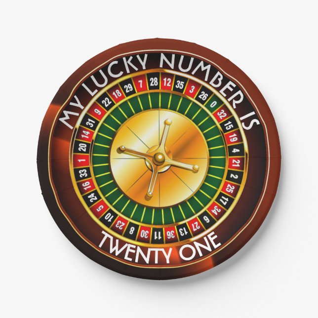 Casino Roulette Wheel With Your Lucky Number Paper Plate (Front)