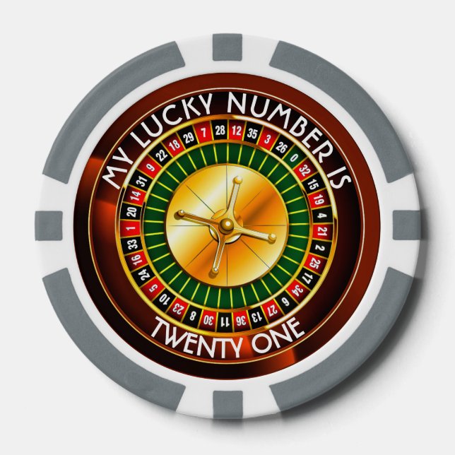 Casino Roulette Wheel With Your Lucky Number Poker Chips (Front)