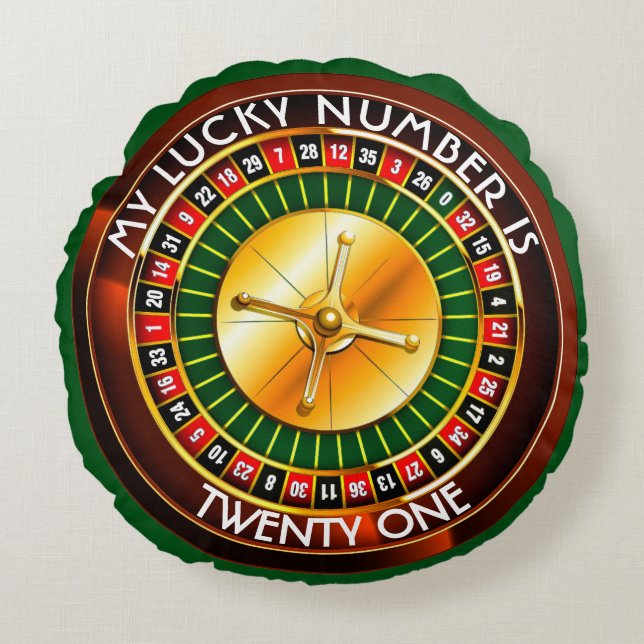 Casino Roulette Wheel With Your Lucky Number Round Cushion (Front)